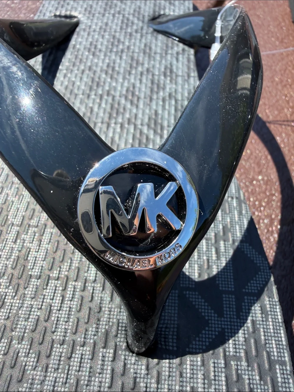 Michael Kors Black and Gray Logo Jelly Flip Flops